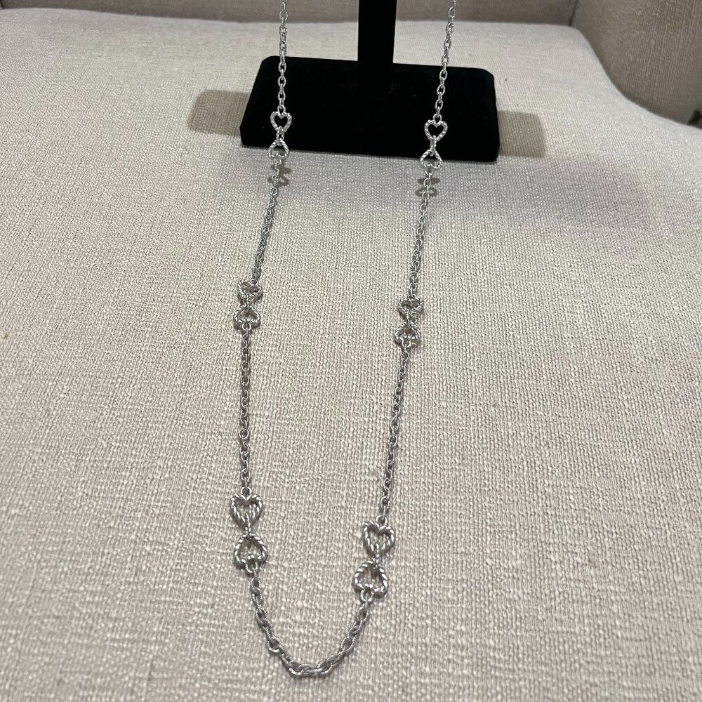 Judith Ripka Double Heart 36" Sterling Silver chain necklace